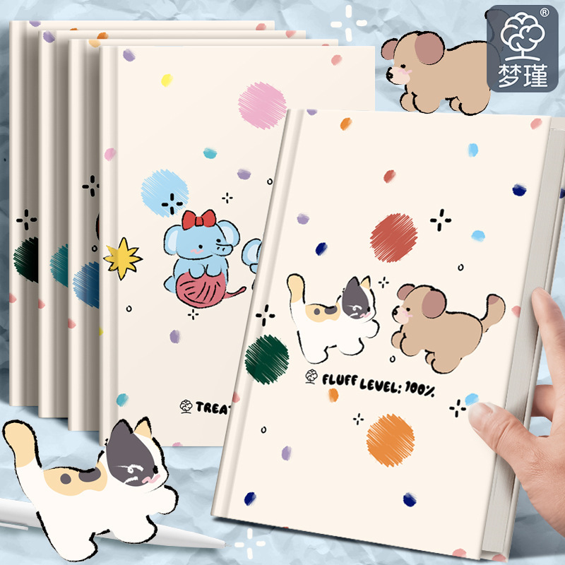 Cute Personality A5 Notebook Hard Shell Book Thickened Cover Kawaii Hardcover Book Horizontal Line Student University