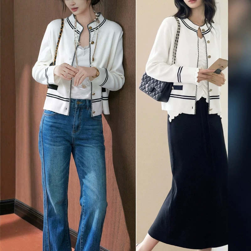 Pumpkin Old Money Aesthetic Classic Navy Knit Cardigan Long Sleeve Crew Neck 2026 Autumn New Top Pumpkin Old Money Aesthetic Classic Navy Knit Cardigan Long Sleeve Crew Neck 2026 Autumn New Top