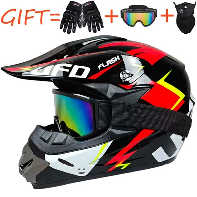 Motosiklet kaskı (dəbilqə) – Helmets - black-red-and-green-ufo-goggles-gloves-and-mask-s