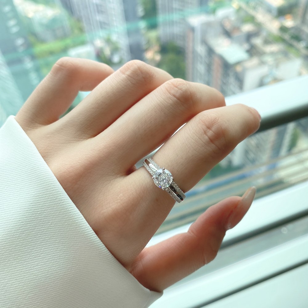 Fashion Round Sterling Silver Plating Zircon Rings
