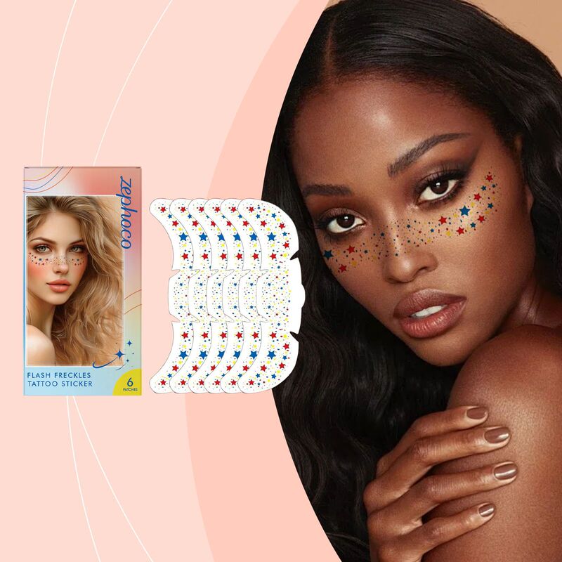 Zephoco Glitter Freckle Tattoo Stickers Star Glitter Decoration Red White Blue Three Colors Optional Face Tattoo Stickers