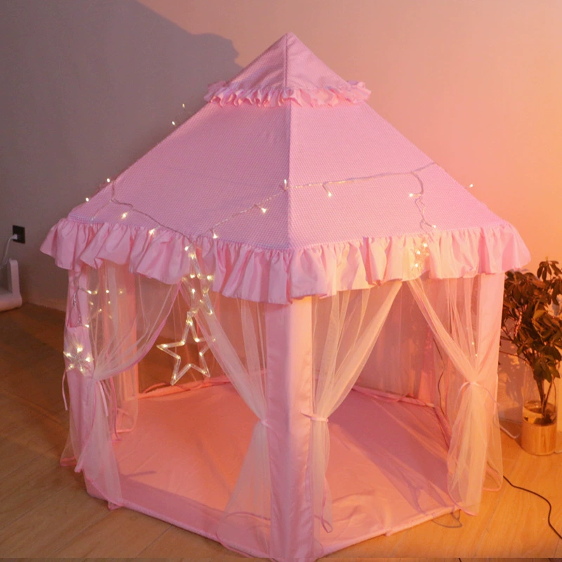 Tent indoor, hexagonal castle for princess, mosquito repellent, mosquito net, storage system, playhouse