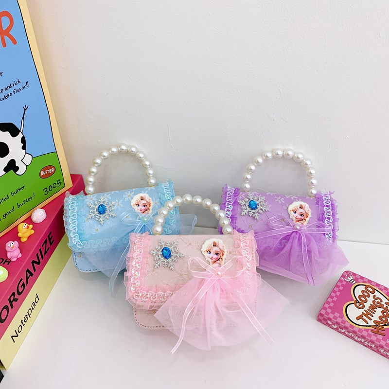 Bolsos infantiles, bolsos de moda princesa de perlas, bolsos de cambio de chicas lindas, bolsos de hombro de encaje
