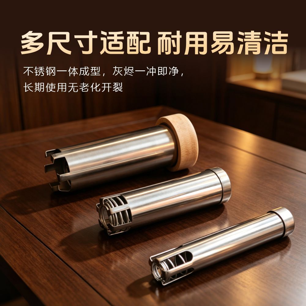 Stainless Steel Moxa Stick Pusher 4.0cm Automatic Moxibustion Box Oak Wood Body Warming Tool specifications