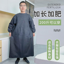 2022牛仔反穿衣加肥加大围裙带袖罩衣男女搬运工作服防污劳保大褂