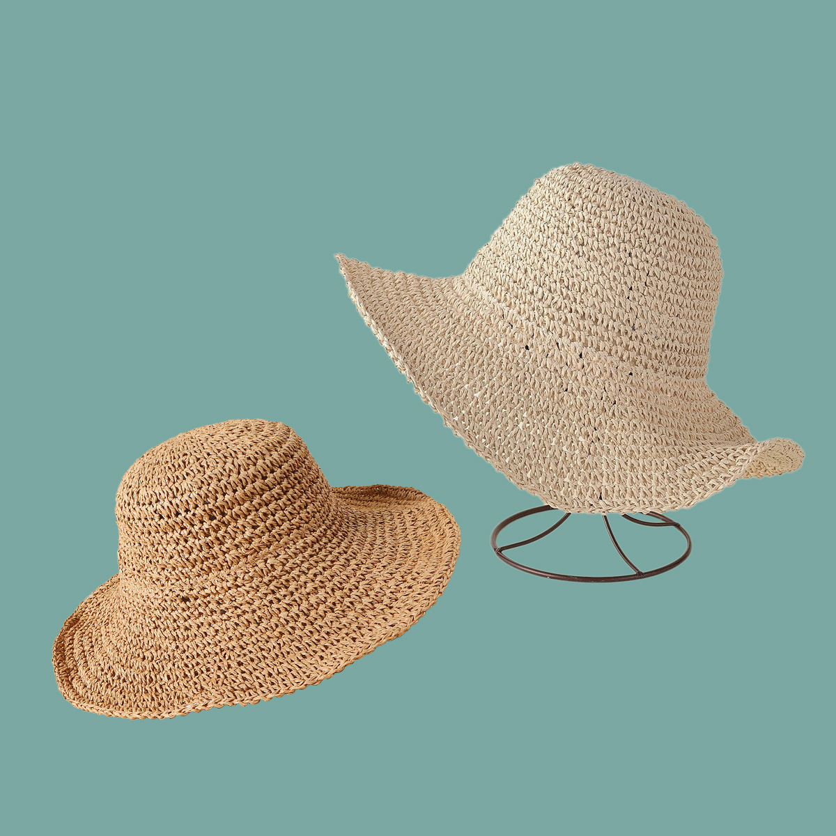 Fashion Big Eaves Sunshade Breathable Straw Hat Wholesale display picture 11