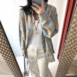 多巴胺轻奢高级格子衬衫女内搭百搭叠穿宽松休闲显瘦长袖衬衣外穿