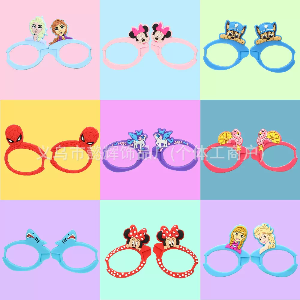 定制pvc软胶儿童游泳镜框配件卡通硅胶公仔泳镜圈装饰小礼品订制
