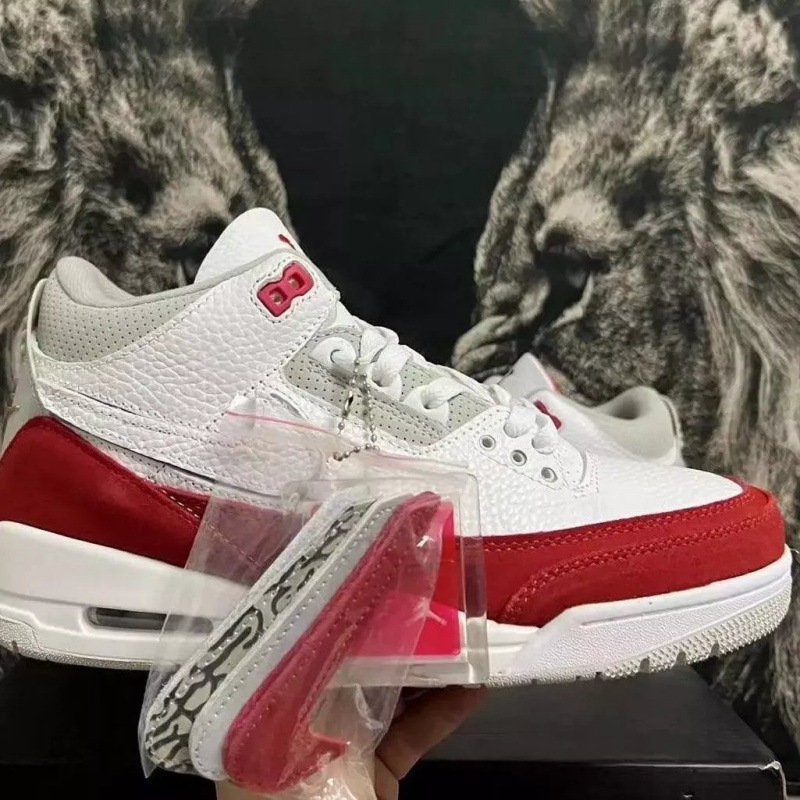 Winter Hot Model Aj3 Joe 3 White and Red Hook Replacement Men's and Women's Sports and Leisure Versatile Air-Cushion Basketball Shoes Winter Hot Model Aj3 Joe 3 White and Red Hook Replacement Men's and Women's Sports and Leisure Versatile Air-Cushion Basketball Shoes