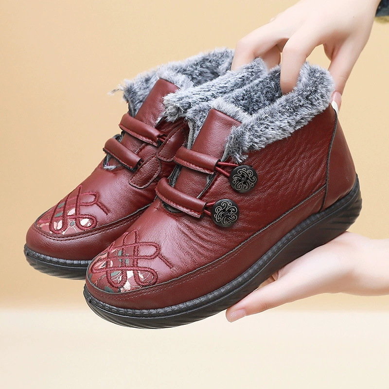 Зимние женские хлопчатобумажные сапоги среднего и пожилого возраста, сапоги для матери с мягким дном, старая Пекинская Тканевая обувь, теплые сапоги на флисовой подкладке, поколение волос