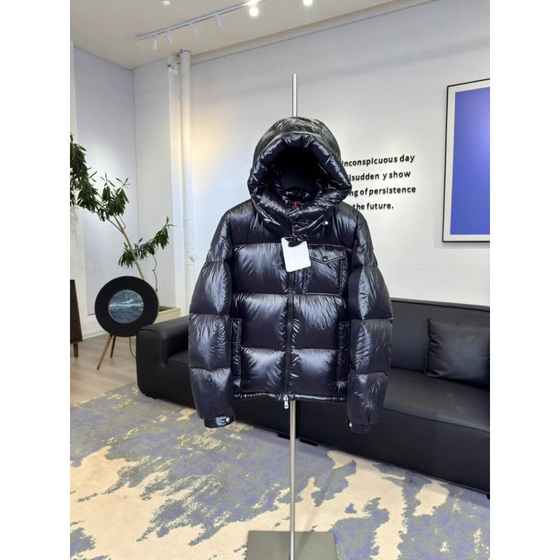 Moncler down Jacket with Three-Color Webbing, High-Quality Version, m Brand Color-Striped Winter Coat, Unisex Lightweight Jacket