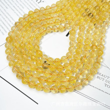 天然黄水晶优化散珠半成品手饰diy配件手链串珠水晶散珠圆珠配件