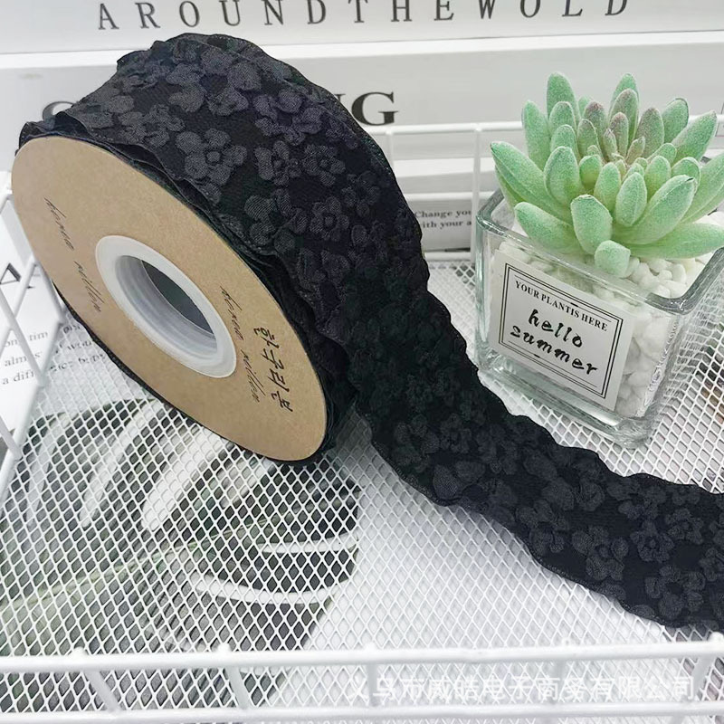 Romántico Camelia flor en relieve cinta de algodón flor ramo embalaje cinta hecha a mano DIY arco