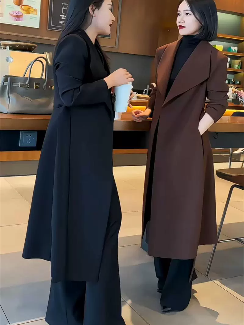 Autumn long fitted brace, trench coat, plus size