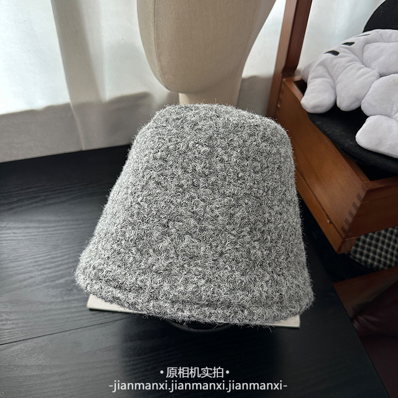 帽子女款冬季新款羊羔毛渔夫帽秋冬素颜后开叉水桶帽纯色保暖盆帽|undefined