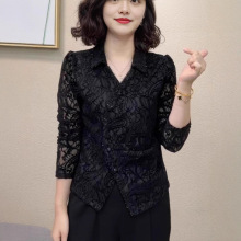 一件代发时尚百搭蕾丝长袖气质衬衫2025洋气秋季新款开衫小衫上衣