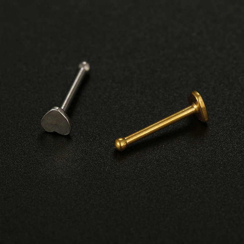 Stone-Free Inlay Material Nose Pin Piercing Type Fashion Star Heart Shape Flower Stainless Steel Plating Nose Studs Nose Pin