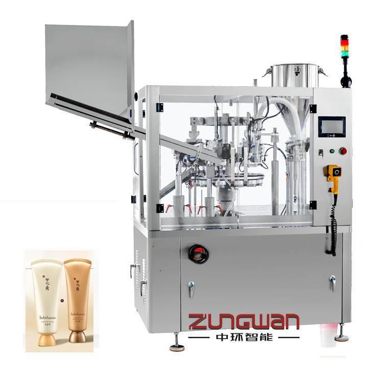 磨砂膏软管灌装封尾机_ZHF-100YC全自动软管灌装封尾机厂家生产封