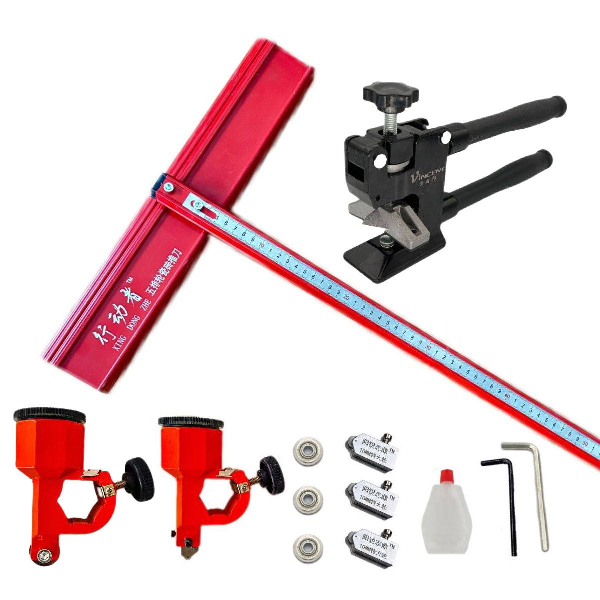 60cm 자 막대 이중 오일 포트 + 견고한 상부 압력 펜치 + 블레이드 3개 + 오일(6mm+22mm 블레이드 휠)