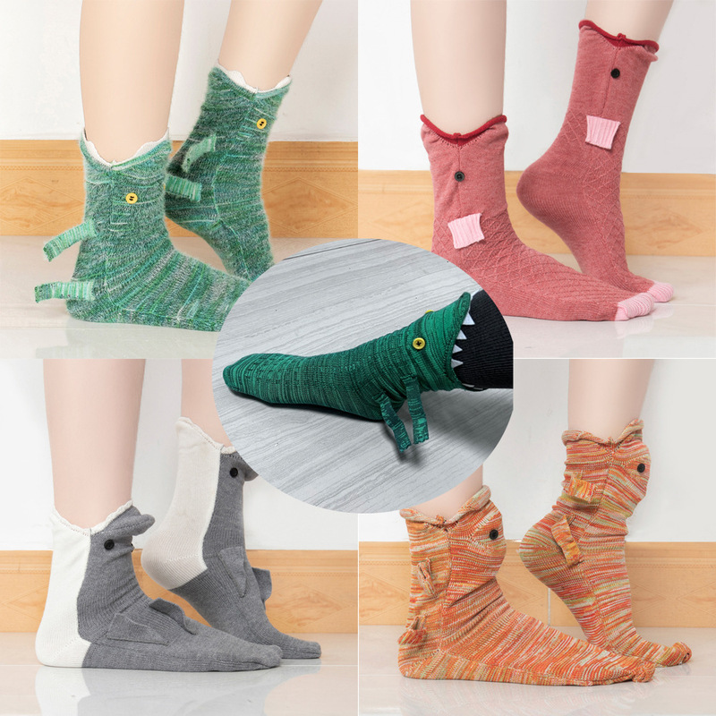 Cross-Border Hot Product Knit Crocodile Socks Christmas Knitted Crocodile Socks Shark Socks Floor Warm Socks
