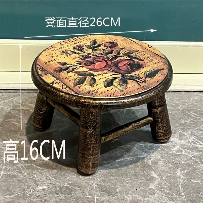 Ретро табурет американский деревенский стиль ребенок низкий табурет креативный маленький табурет детский табурет ретро круглый табурет