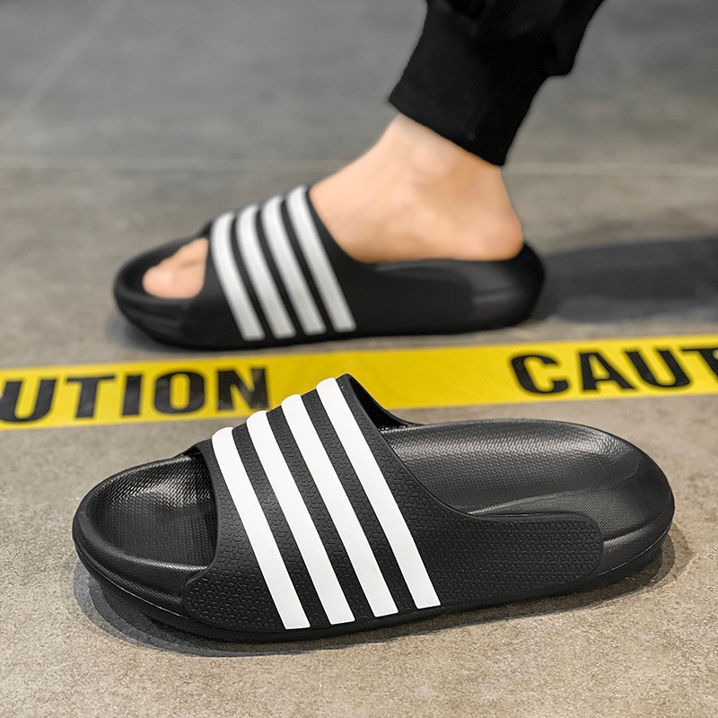 Factory Direct Sales to Southeast Asia and Vietnam New Striped Men's and Women's Summer Soft-Soled Slippers Casual Trendy Couple Slippers Foreign Trade