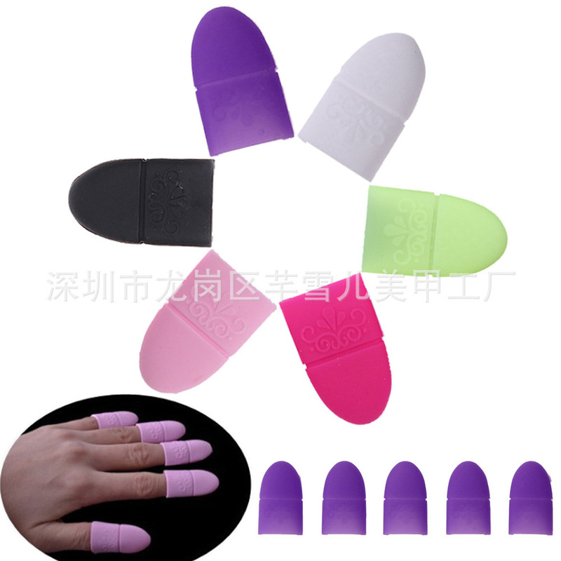 Manicure Tools, Nail Polish Remover, Phototherapy, Silicone Nail Polish Remover Finger Cots, Nail Polish Remover Gloves, 5-Color Mixed Batch Box Packaging