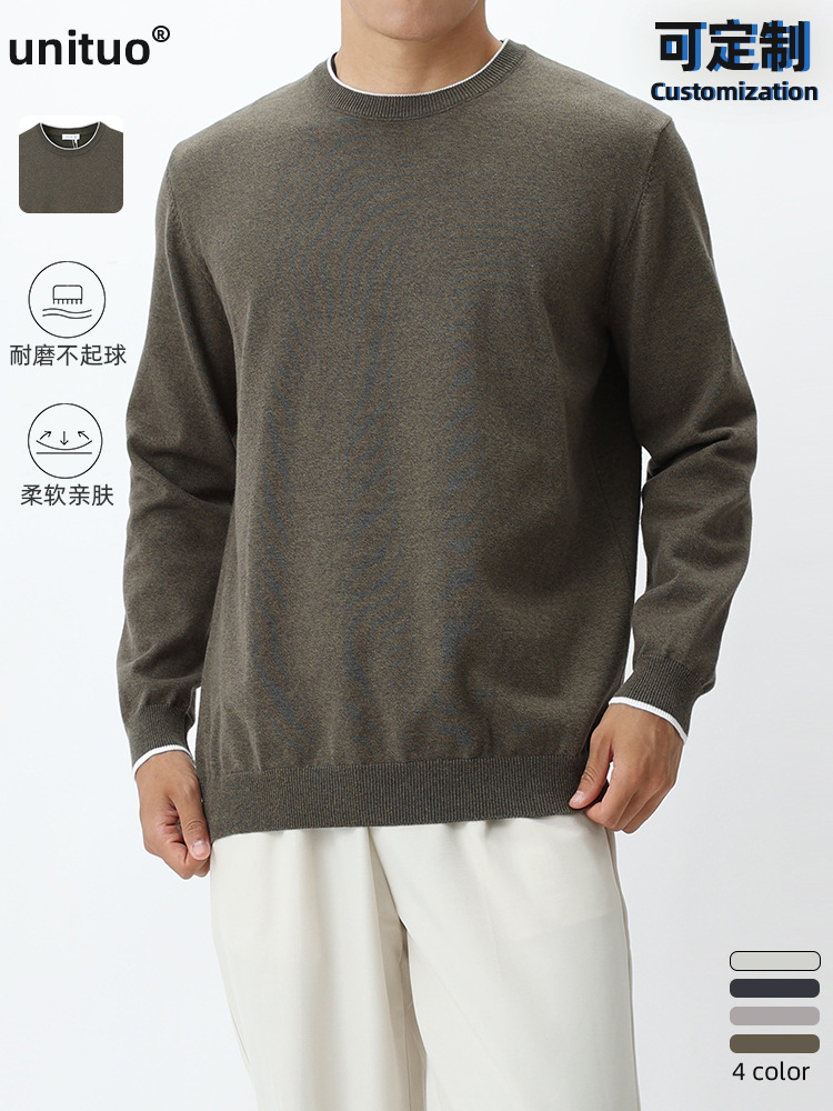 1688 comercio exterior ropa de hombre transfronteriza lujo ligero alto sentido de cuello redondo camiseta camiseta suéter de hombre camiseta de punto