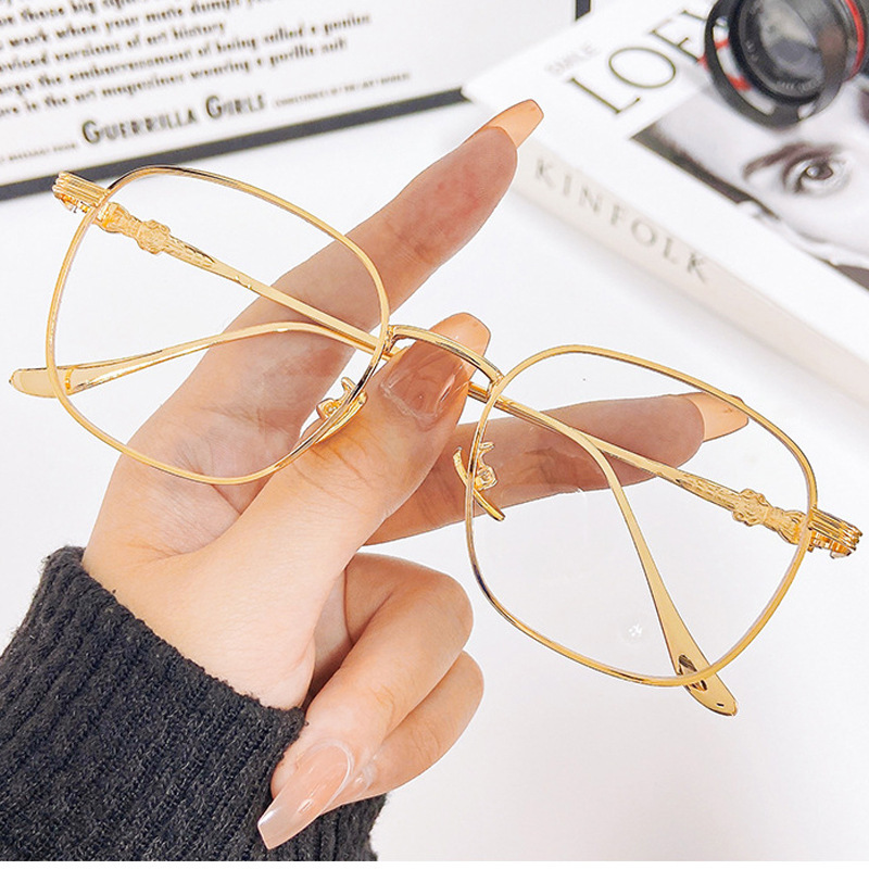 时尚简丹剋萝欣复古大框老花镜金属框舒适超轻抗疲劳防辐老光男女