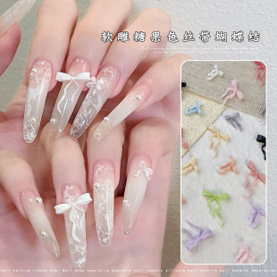 Large and Small Soft Carved Ribbon Bow Nail Art Accessories Sweet Soft Glue Bow DIY Wearable Nail Accessories