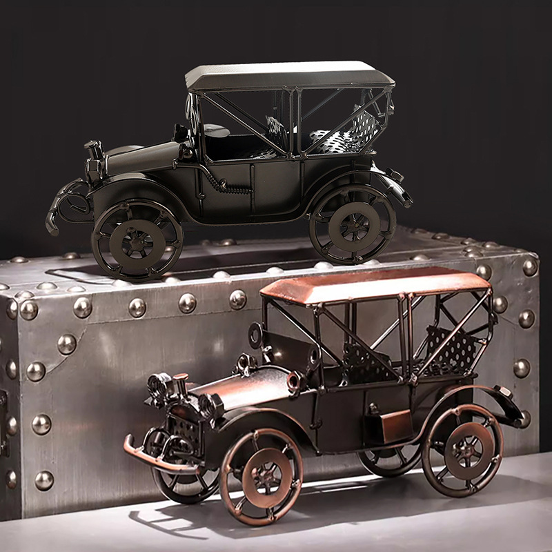 复古铁艺摩托车摆件创意金属工艺品客厅玄关飞机老爷车模型装饰品