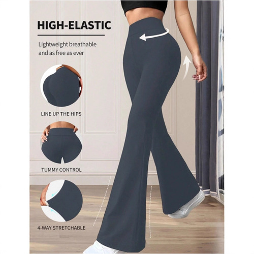 European and American new style pure color casual high-waist yoga pants elastic sports micro-pants