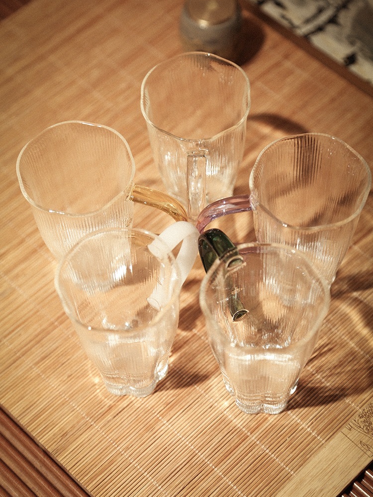 BB4C wholesale snowflake cup borosilicate heat-resistant glass cup with handle teacup tea set green tea cup