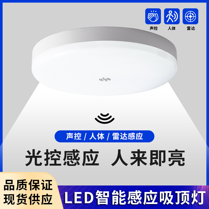 雷达人体感应入户玄关走廊过道灯简约轻奢楼梯间阳台吸顶灯