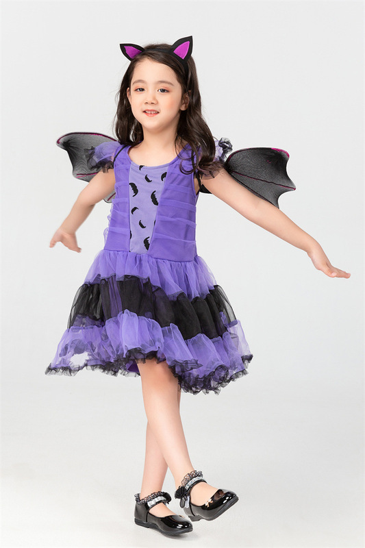 Halloween Children Princess Dress Horror Witch Dress cosplay Bat Dress Fancy Dress Show Costume