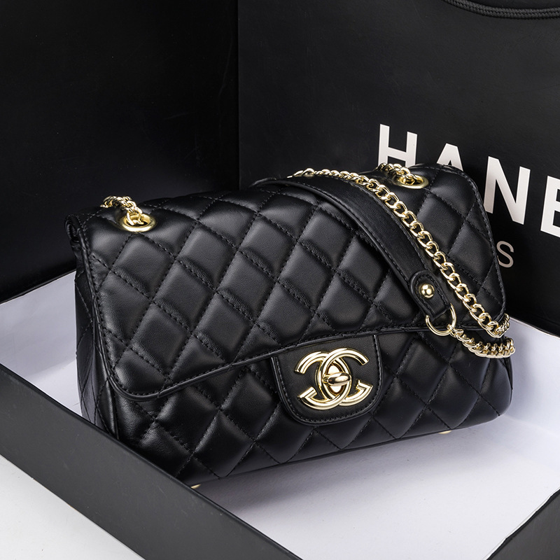 Bolso de cuero genuino de las mujeres Chanel estilo de gran capacidad rombo bolsa de la cadena de moda nueva moda todo partido crossbody hombro pequeño bolso cuadrado