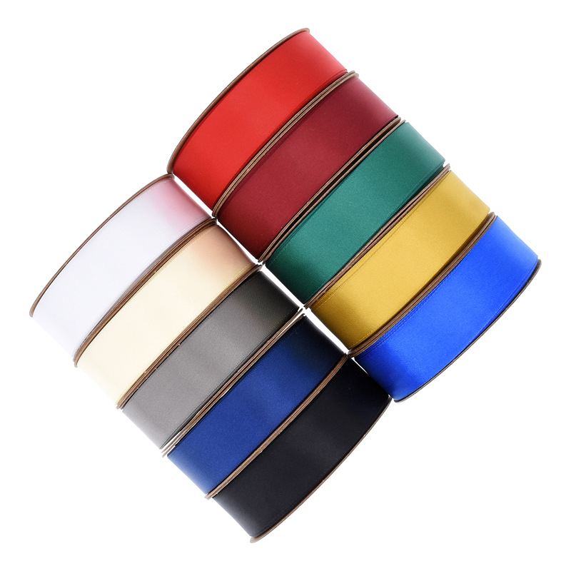 Transfronterizo 2.5 cinta de poliéster de cifrado doble cara cinta de seda mate vestido de boda decoración regalo de flores embalaje cinta forjada 25m