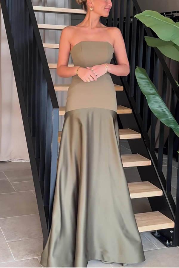 Women's Swing Dress Sexy Strapless Sleeveless Solid Color Maxi Long Dress Holiday Travel Daily display picture 2