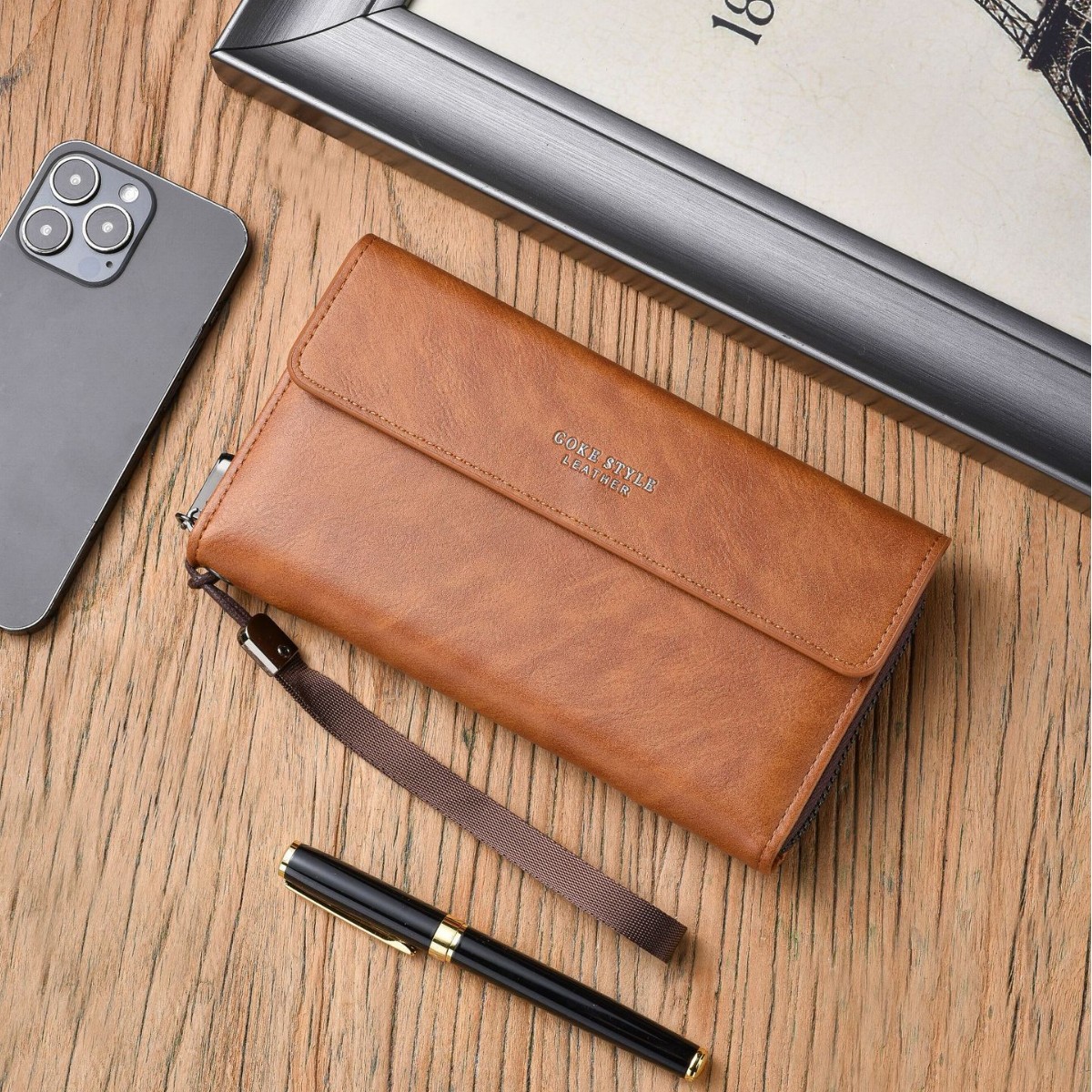 New Men's Wallet Long Large Capacity Multi-Card Zipper Bag ID Bag Multi-Function Coin Wallet