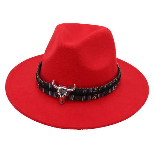 Cowboy hat, ethnic style jazz hat, riding hat, unisex, trendy felt hat, Guozhuang dance grassland wool hat, Tibetan