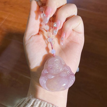 天然玉石新疆金丝玉弥勒佛公挂件佘太翠紫罗兰大肚佛吊坠直播货源