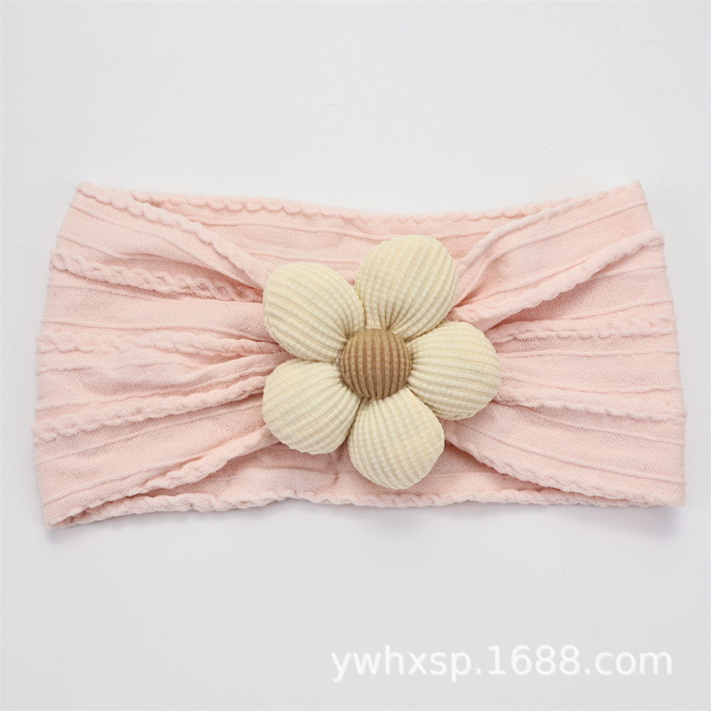 Diadema elástica para bebés, flor de cinco pétalos, accesorio suave para recién nacidas