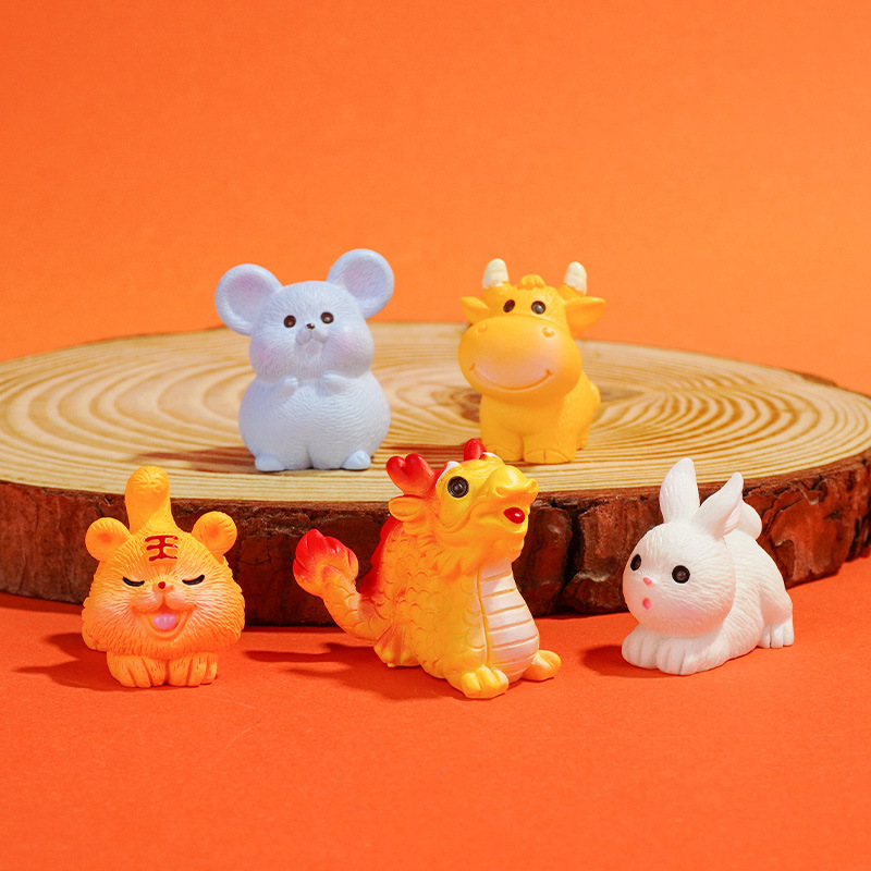 Desktop creativo Artesanías de micro paisaje Adornos de resina Doce zodiaco Rata Toro Tigre Conejo Dragón Serpiente Caballo Oveja Mono Pollo Perro Cerdo