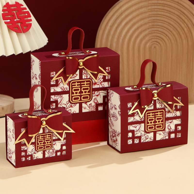 Caja de dulces de boda atmósfera caja de regalo de dulces portátiles caja de embalaje de boda caja vacía caja de cartón bolsa de dulces de boda