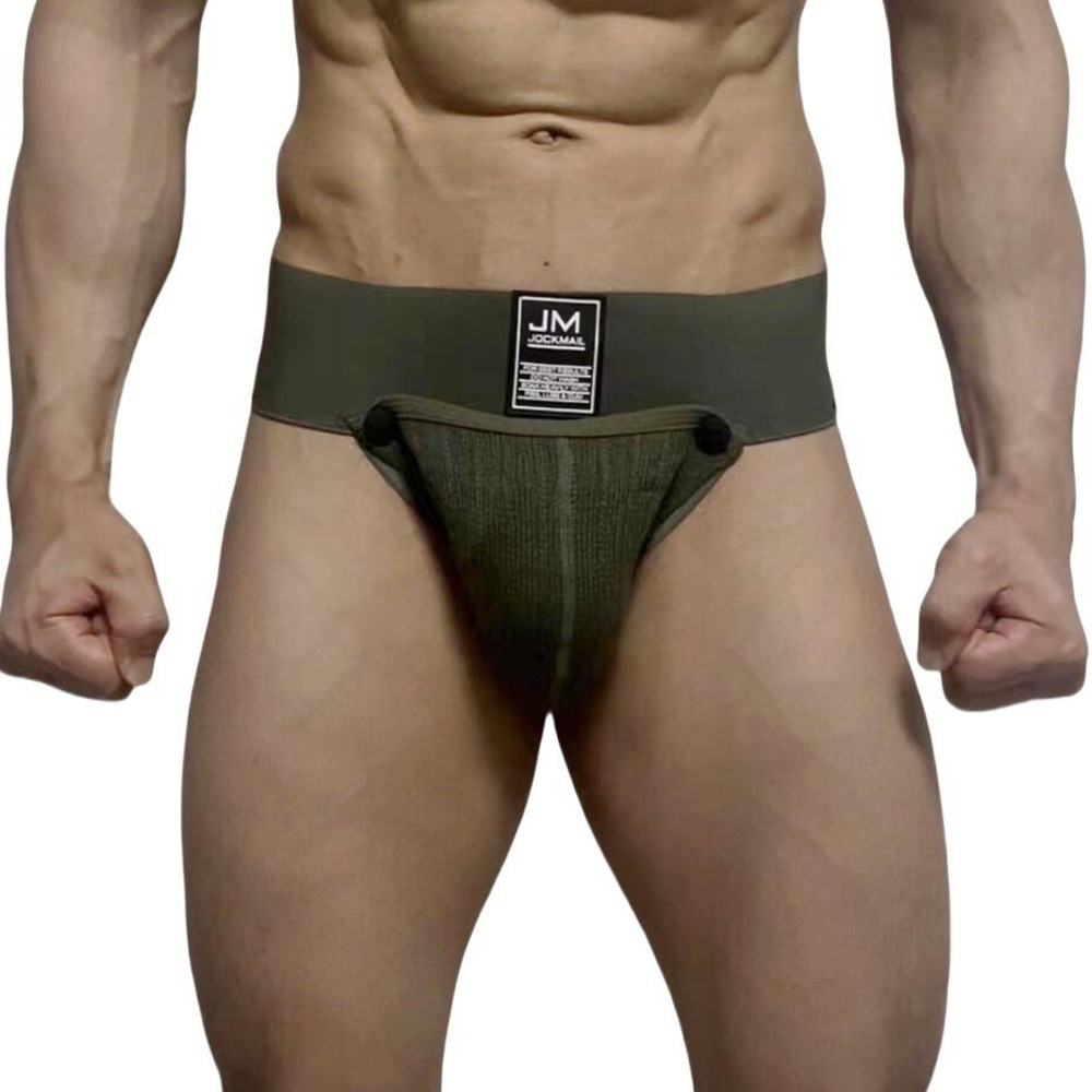 JOCKMAIL ropa interior de los hombres sexy Tanga doble correas desmontable babero lana transpirable caliente