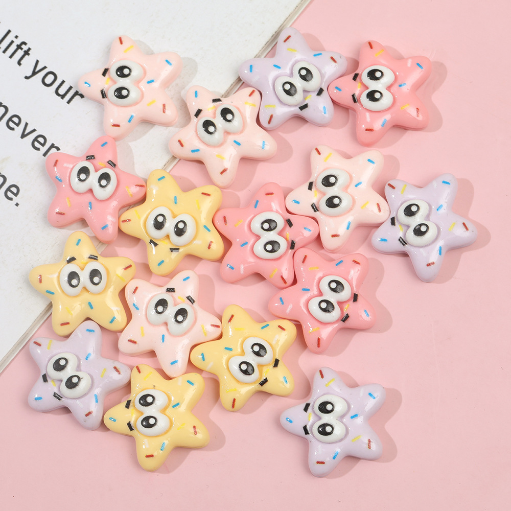 Macaron color estrella de cinco puntas accesorios de resina DIY pegamento crema horquilla accesorios para el cabello teléfono móvil Shell material hecho a mano al por mayor
