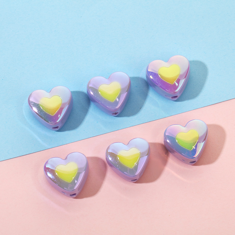 3g Weight Beads Jewelry Making Type DIY Jewelry Accessories Classification 1 Piece Quantity Acrylic Material Heart Shape Pattern Plating Design Simple Style Style 1 Piece Arylic Heart Shape DIY Jewelry Accessories Beads 7