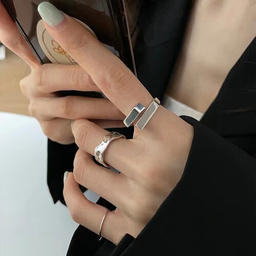 Ring opening retro niche design high-end non-fading ins plain ring simple set ring wholesale for women
