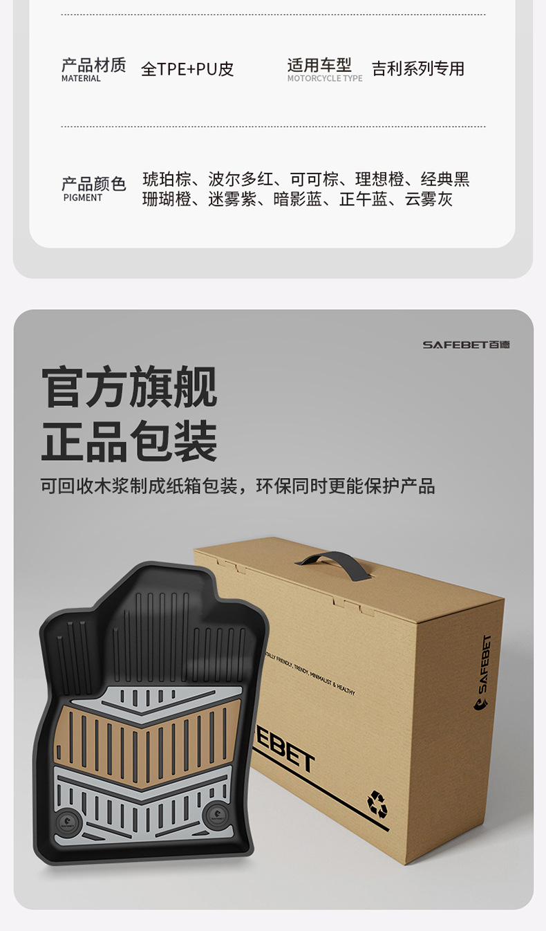 Suitable for Geely Galaxy E5 A7 Xingjian 7 Xingyue L Emgrand Xingyuan Special Car-Specific Colorful Tpe Car Floor Mats