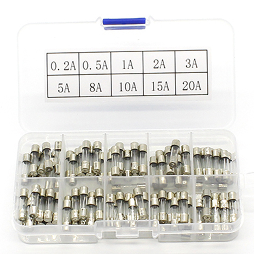 跨境供应100pcs 20mm电气保险丝套件 快速熔断0.2-20A玻璃保险管